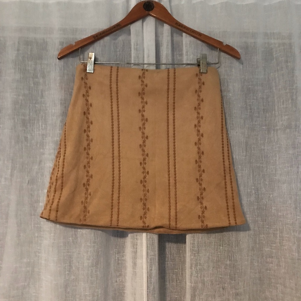 Mustard Color Suede Mini Skirt